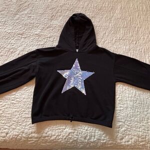 Old Navy Black Hoodie with Iridescent Sequin Star